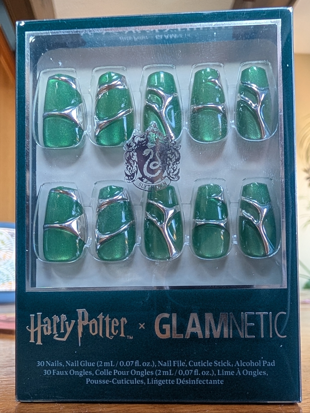 Harry Potter x GLAMNETIC Slytherin Green Metallic Press-On Nails